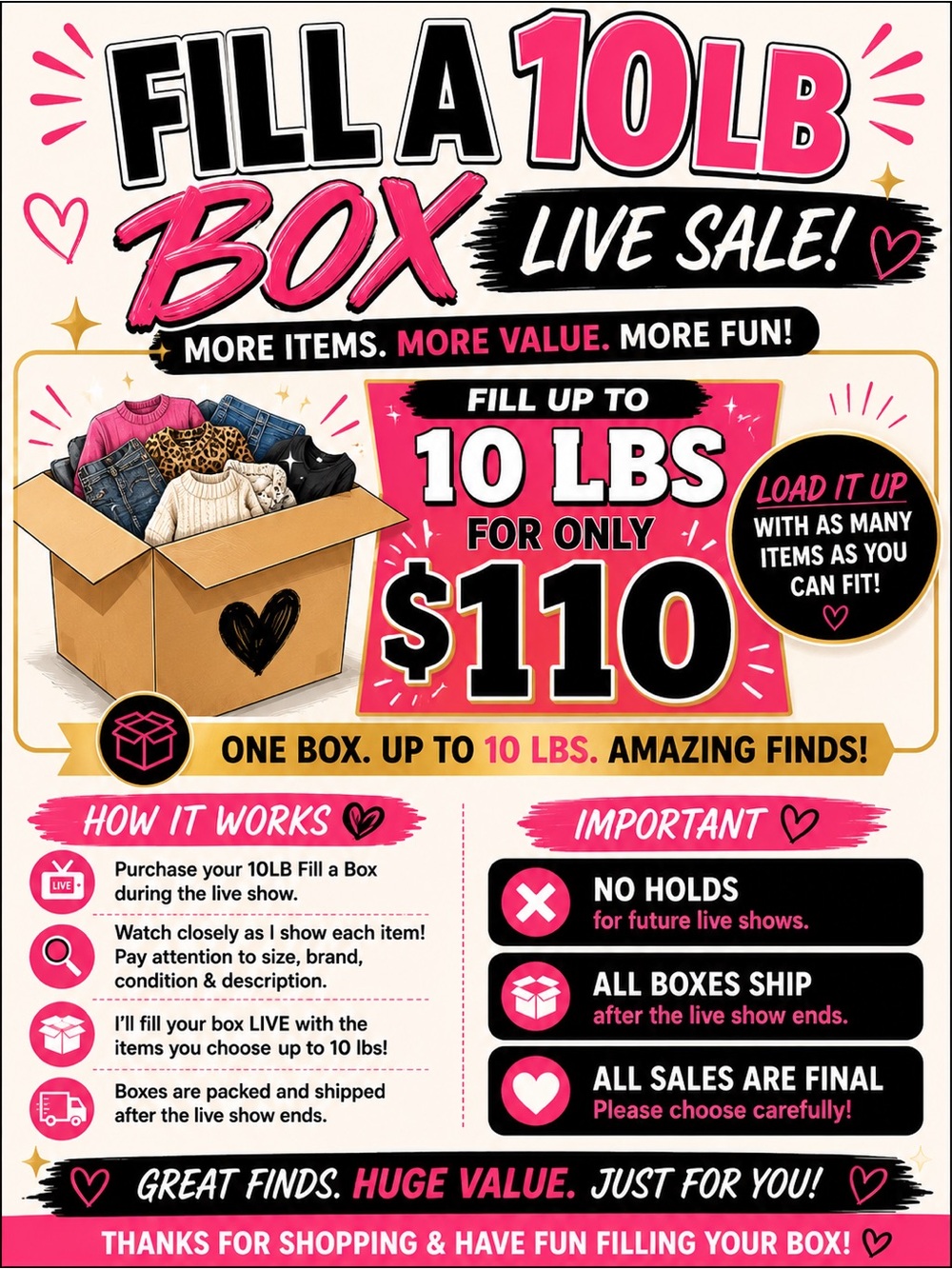 LIVE FILL A BOX 10 POUNDS | Mixed Brands | variety of Styles & Sizes| Bulk